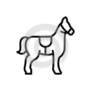 Black line icon for Mustang, steed and horse