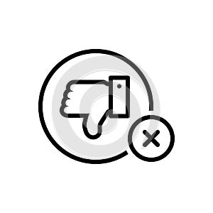 Black line icon for negative, refusal and rejection