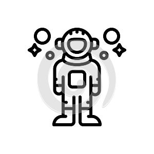 Black line icon for Neil, astronaut and man