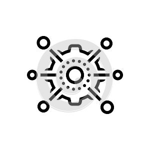 Black line icon for Network, hub and connect