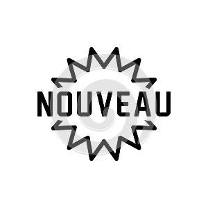Black line icon for Nouveau, newest and new