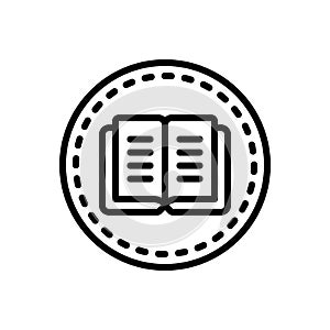 Black line icon for Novel, fiction and encyclopedia