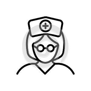 Black line icon for Nurse, sister and woman