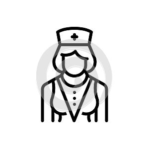 Black line icon for Nursing, caretaker and staff
