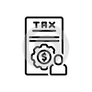 Black line icon for Obligation, document and tax