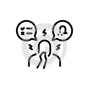 Black line icon for Obsessive Compulsive Disorder, obsessive and phobia
