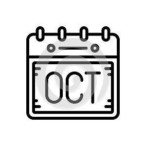 Black line icon for Oct, october and deadline