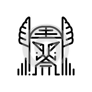 Black line icon for Odin, norse and supreme