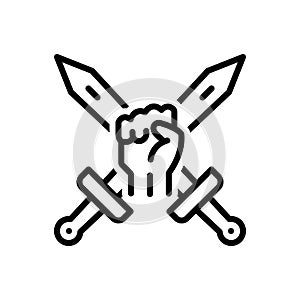 Black line icon for Offensive, weapon and assault