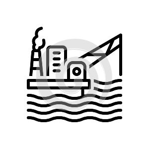 Black line icon for Oil Platform, offshore and drilling