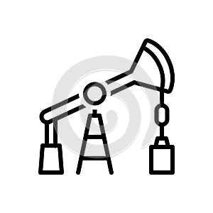 Black line icon for Oil Pump, derrick and petrol