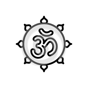 Black line icon for Om, culture and mantra