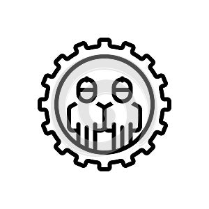 Black line icon for Operates, work and cogwheel