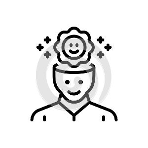 Black line icon for Optimism, hopefulness and mindset