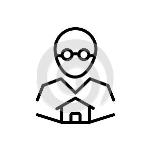 Black line icon for Owner, boss and landlord