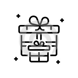 Black line icon for Pack, parcel and gift