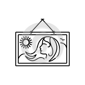 Black line icon for Painting, women and dame