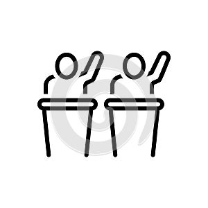Black line icon for Participation, support and debate