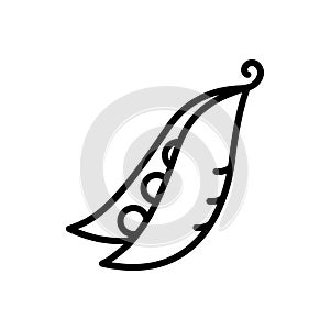 Black line icon for Pea, peapod and nutrition