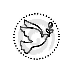 Black line icon for Peace, pigeon and dove