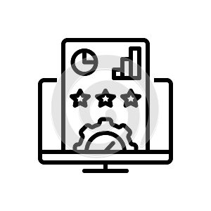 Black line icon for Performs, achieve and execute