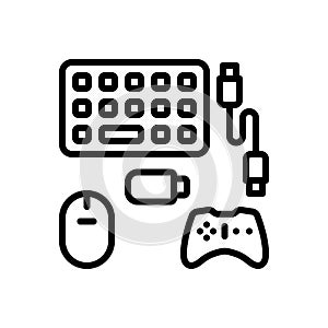 Black line icon for Peripherals, device and electronic