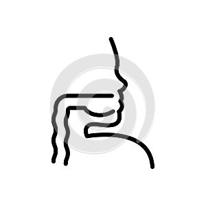 Black line icon for Pharynx, esophagus and mouth photo