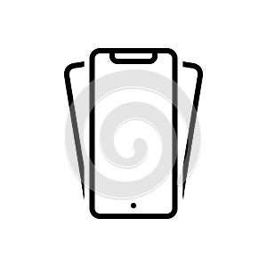 Black line icon for Phone, screen and cellphone