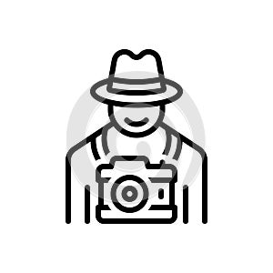 Black line icon for Photographers, documentarian and camera