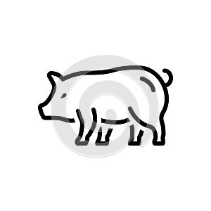 Black line icon for Pig, hog and cattle