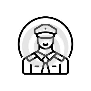 Black line icon for Pilot, aviator and airman