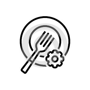 Black line icon for Plate Setting, fork and catering