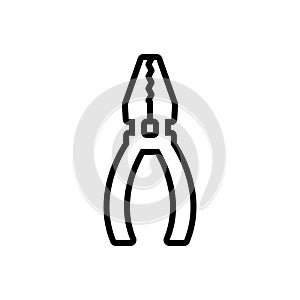 Black line icon for Pliers Cutting, pliers and tool