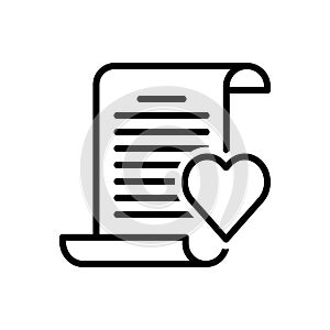 Black line icon for Poem, verse and love