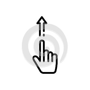 Black line icon for Point up, indicate and hint