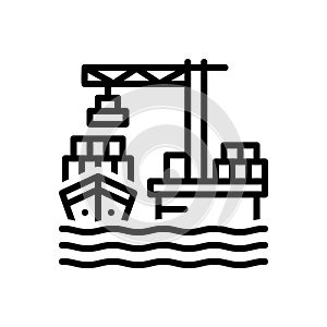 Black line icon for Ports, seaport and harbor