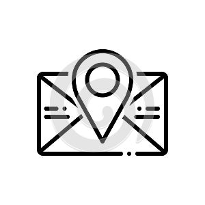 Black line icon for Postcode, poatal and email