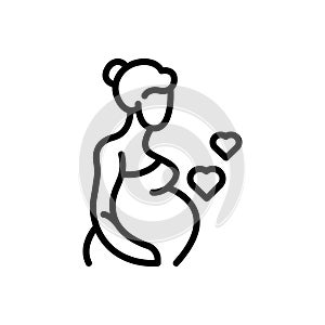 Black line icon for Pregnancy, gestation and pregnant