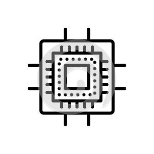 Black line icon for Processors, chipset and board