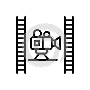 Black line icon for Productions, video and film