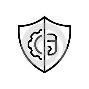 Black line icon for Protect, defend and security
