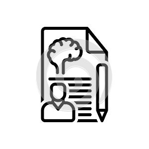 Black line icon for Psychologist, psych and brain