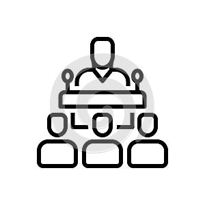 Black line icon for Publicly, speaker and delegate