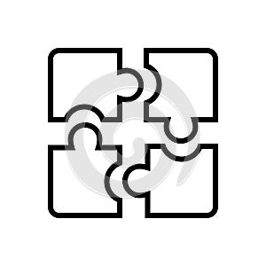 Black line icon for Puzzle, parts and solution