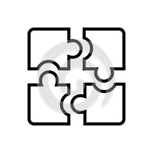 Black line icon for Puzzle, pieces and solution