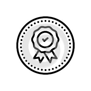 Black line icon for Qualities, merits and stamp