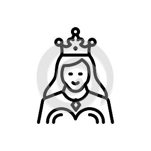 Black line icon for Queen, highness and crown