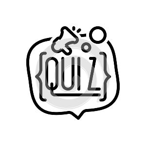 Black line icon for Quizzes, banner and education