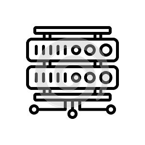 Black line icon for Rackmount Server, datacenter and website