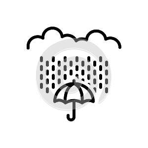 Black line icon for Rain, rainfall and weather